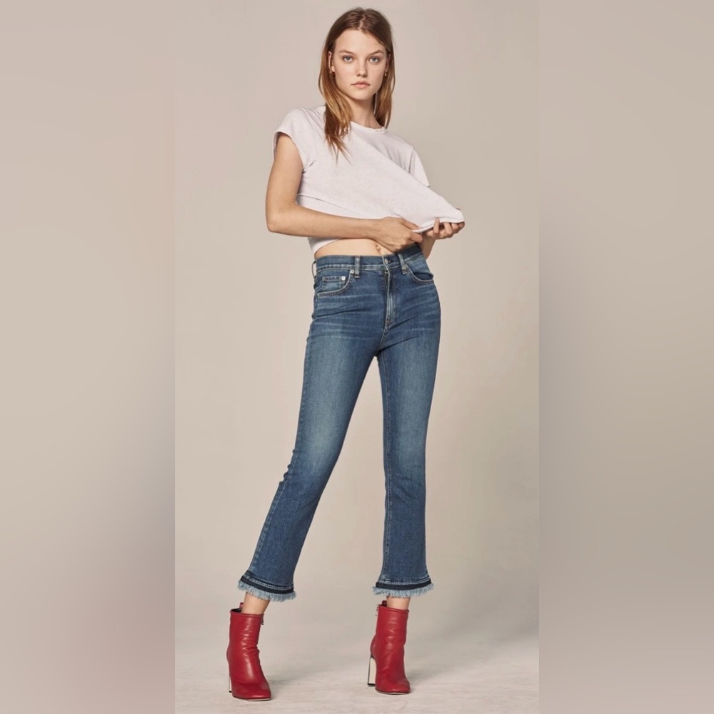 Rag & Bone NWT Hana Croyden Blue Jeans Size 28 Raw Hem